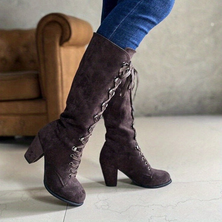 Bottes Hautes Femme à Lacets, Talon Bloc, vue 7