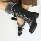 Bottes Femme Hautes à Lacets, Fourrure et Pompon, vue 7