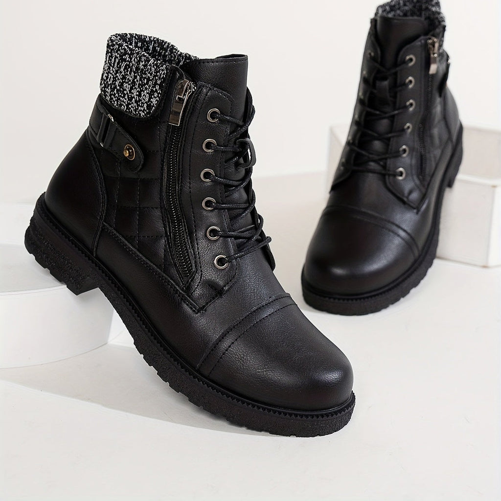 Bottes Femme Western Similicuir, Col Tricoté, vue 2