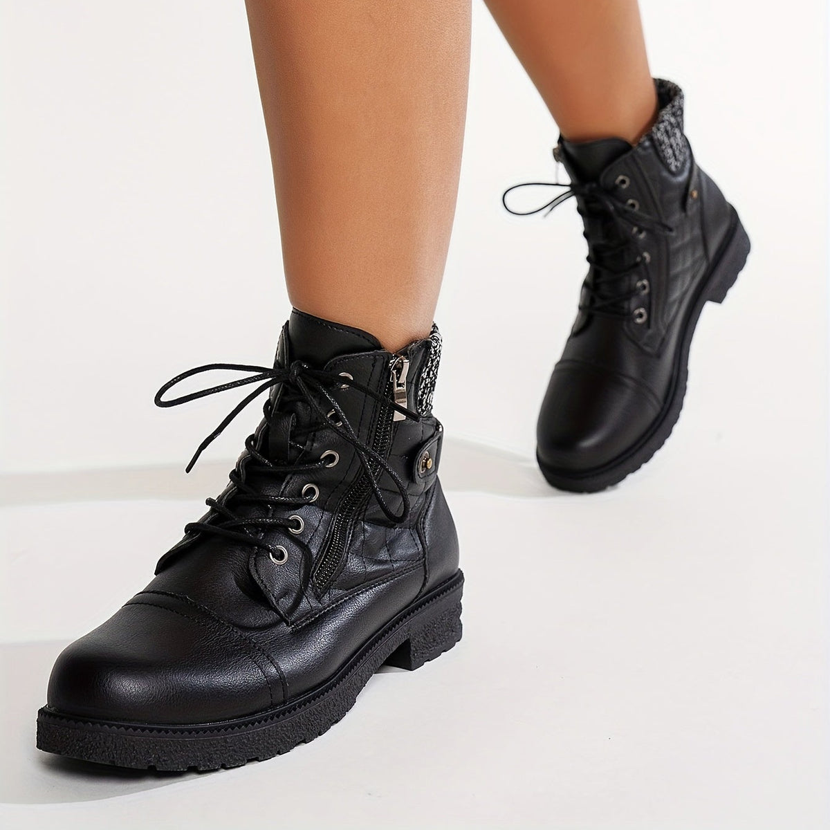 Bottes Femme Western Similicuir, Col Tricoté, vue 11