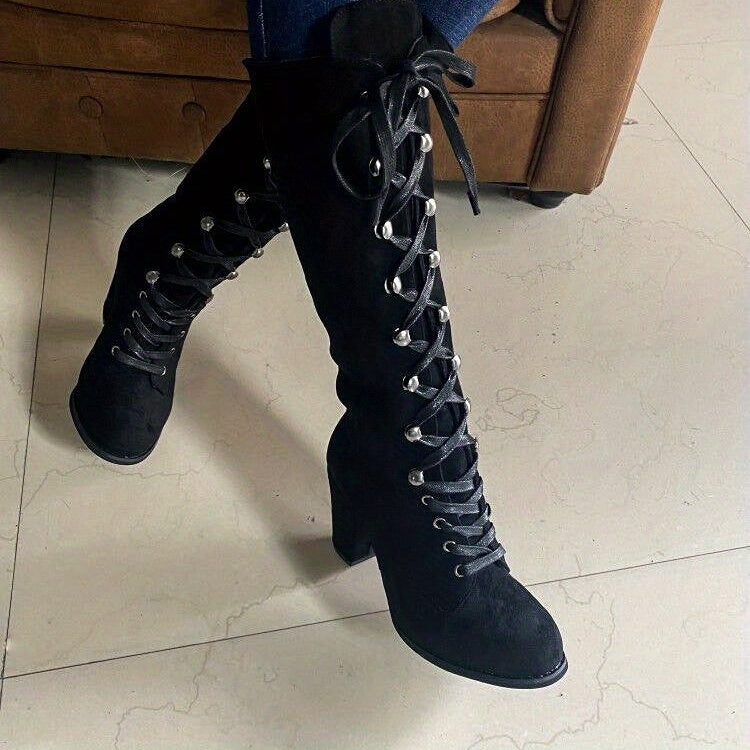 Bottes Hautes Femme à Lacets, Talon Bloc, vue 9