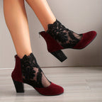 Bottines Femme Dentelle Florale sur Résille, vue 7