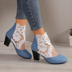 Bottines Femme Dentelle Florale sur Résille, vue 12