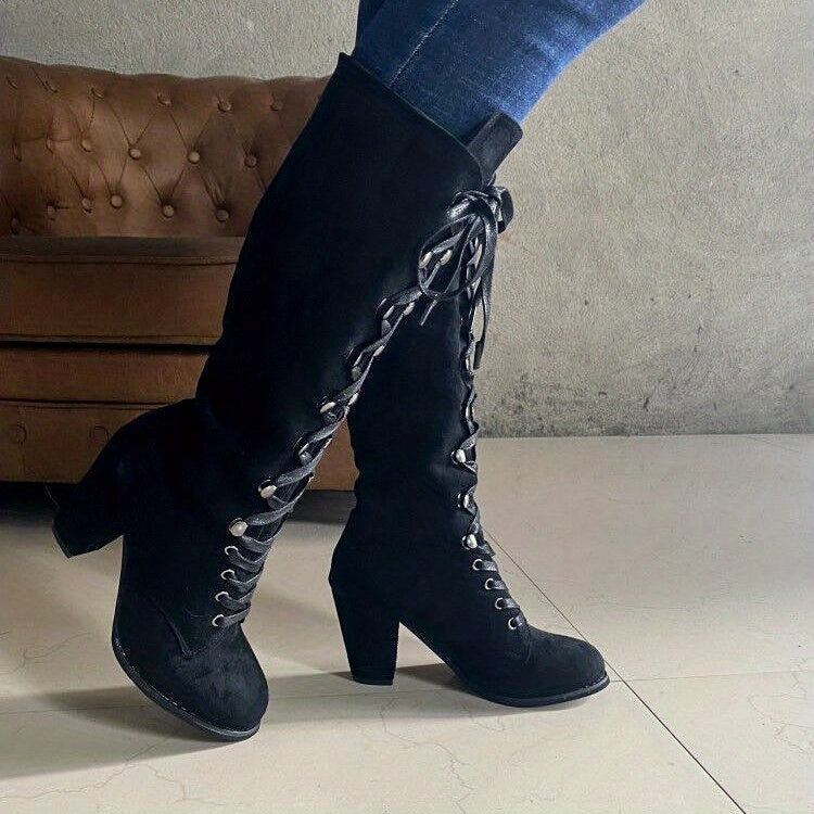 Bottes Hautes Femme à Lacets, Talon Bloc, vue 10