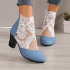 Bottines Femme Dentelle Florale sur Résille, vue 13