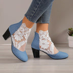 Bottines Femme Dentelle Florale sur Résille, vue 14