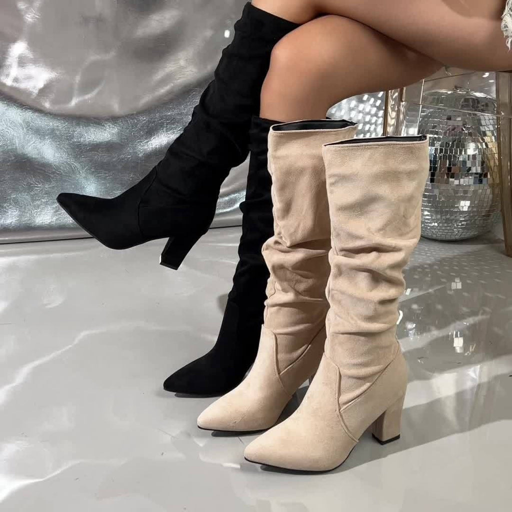 Bottes Femme Mi-Mollet, Talon Bloc, Bout Pointu, vue 11