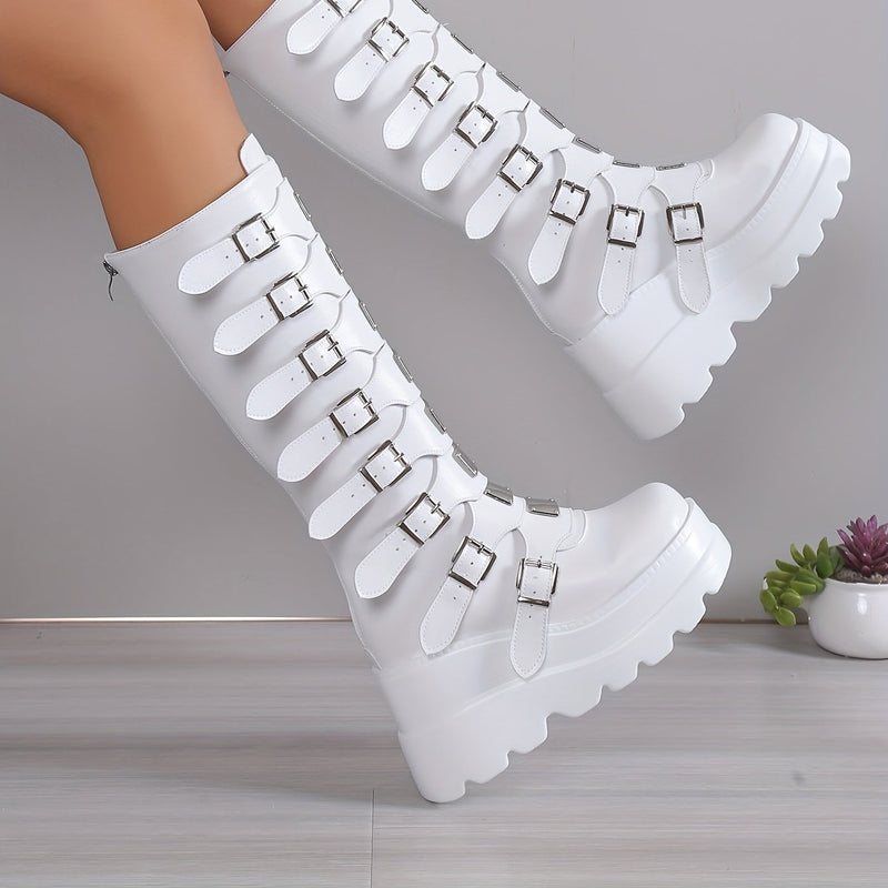 Cuissardes Femme Similicuir, Brides Métal, vue 2