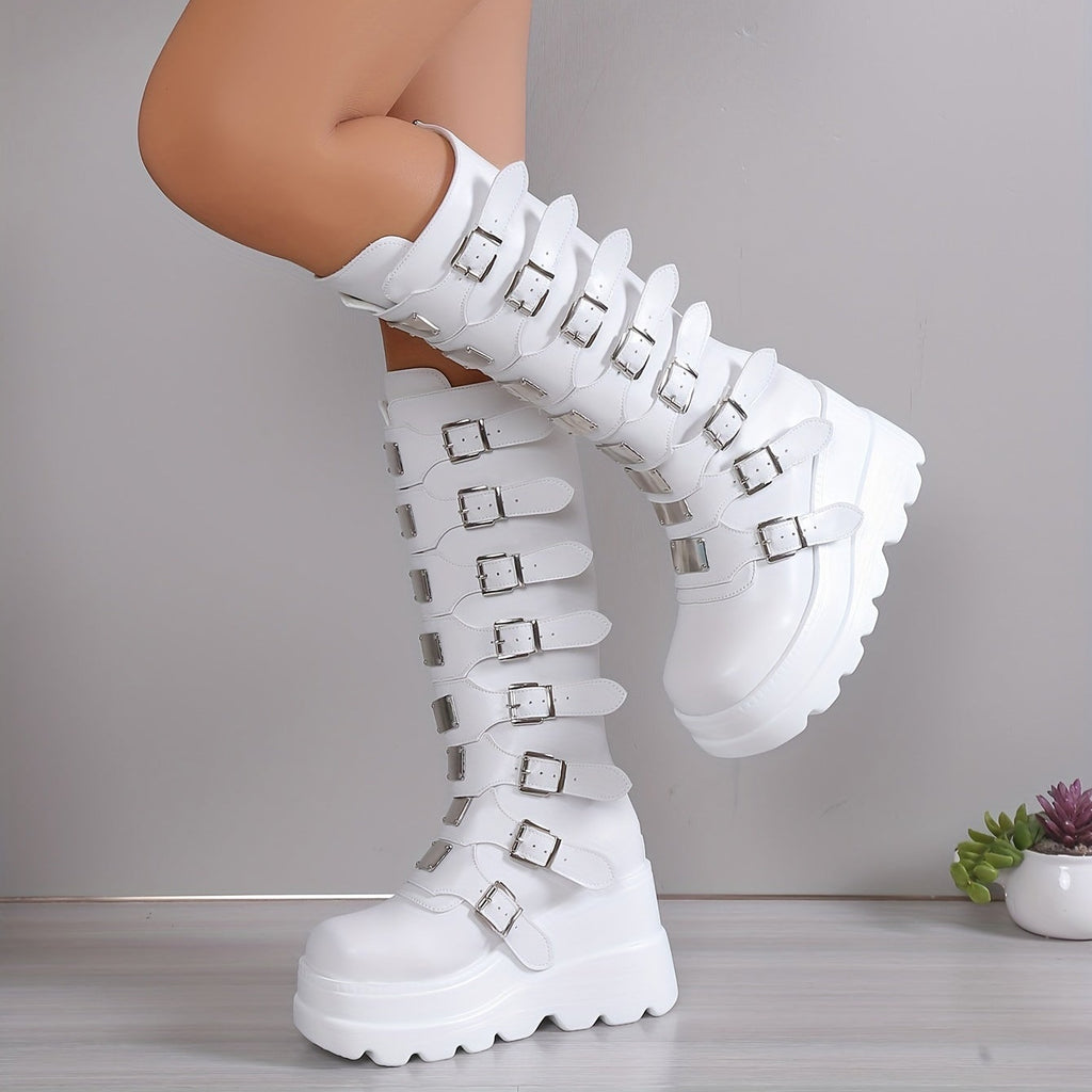 Cuissardes Femme Similicuir, Brides Métal, vue 4