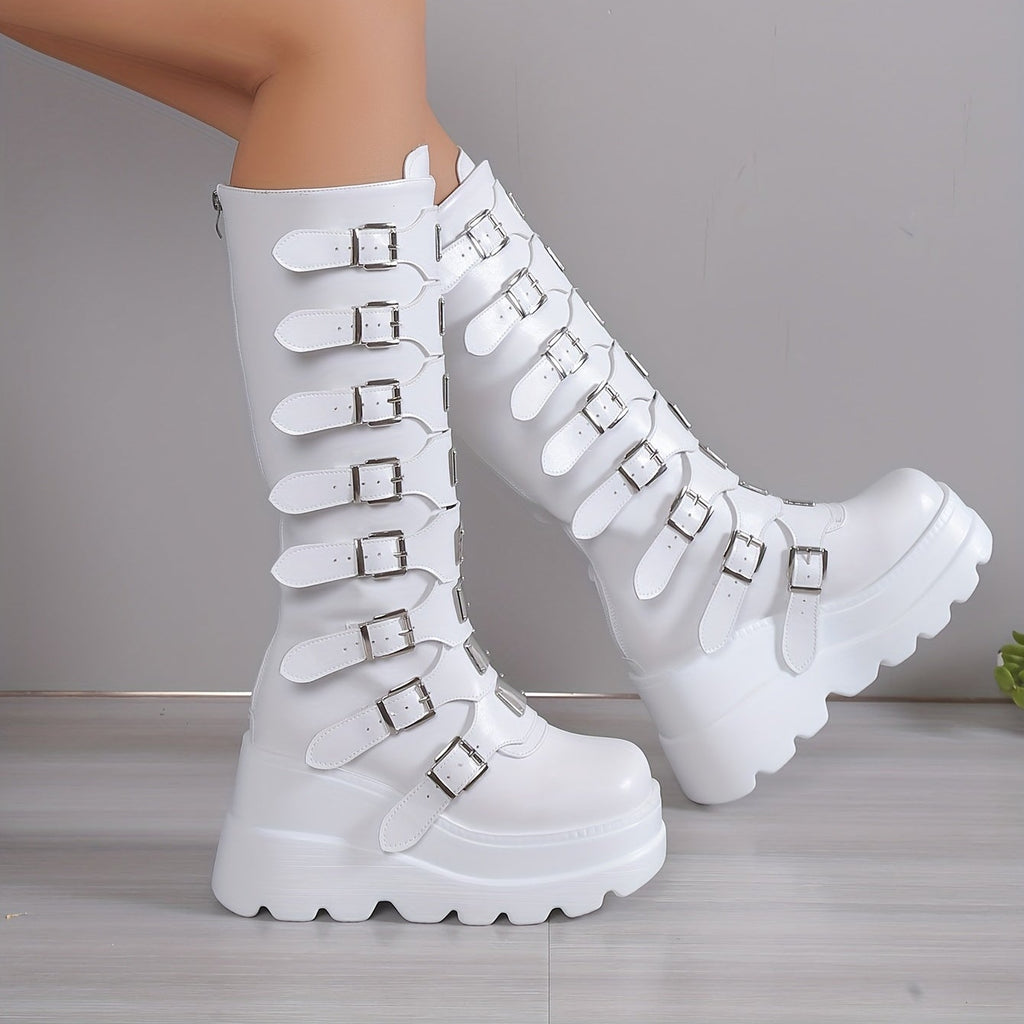 Cuissardes Femme Similicuir, Brides Métal, vue 5