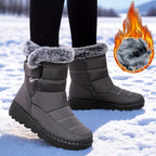 Bottes chaudes femme grandes tailles, col fausse fourrure, fermeture auto-agrippante