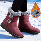Bottes chaudes femme grandes tailles, col fausse fourrure, fermeture auto-agrippante