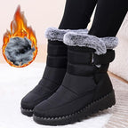Bottes chaudes femme grandes tailles, col fausse fourrure, fermeture auto-agrippante