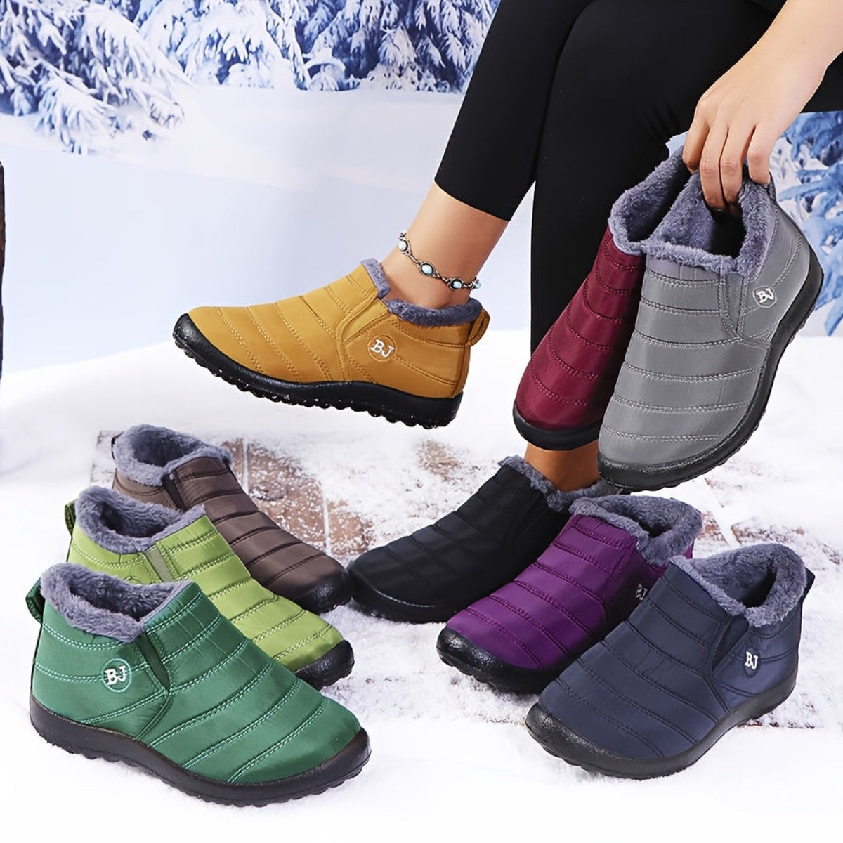 Bottes de Neige Femme Matelassées à Enfiler, 10 Coloris