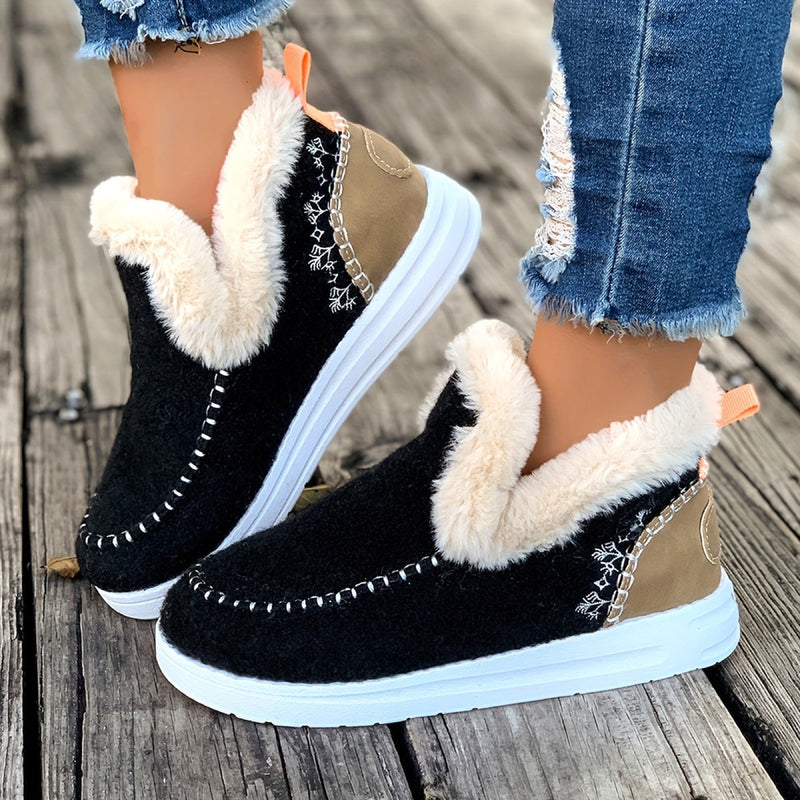 Bottines Femme à Enfiler, Semelle Épaisse, 5 Coloris – coloris noir