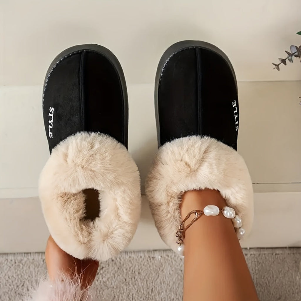 Chausson Botte Femme en Peluche, 3 Coloris – coloris noir