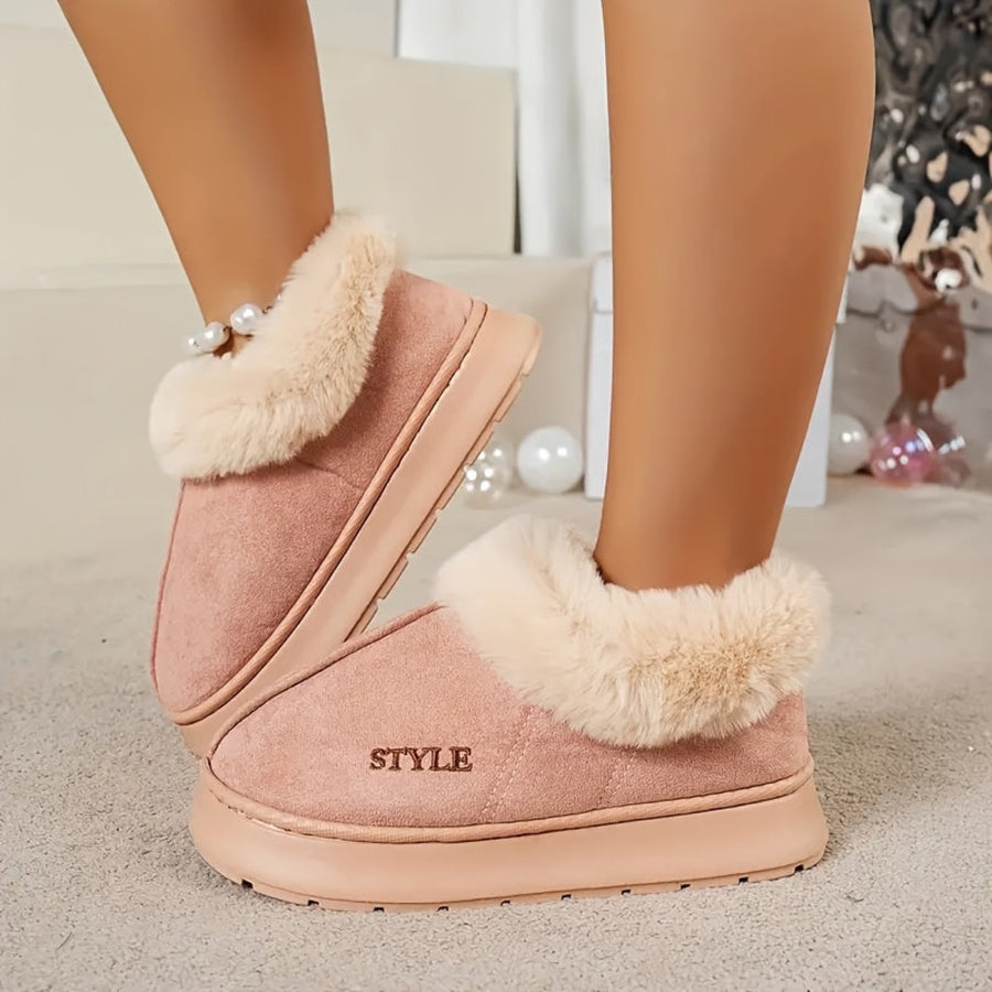 Chausson Botte Femme en Peluche, 3 Coloris