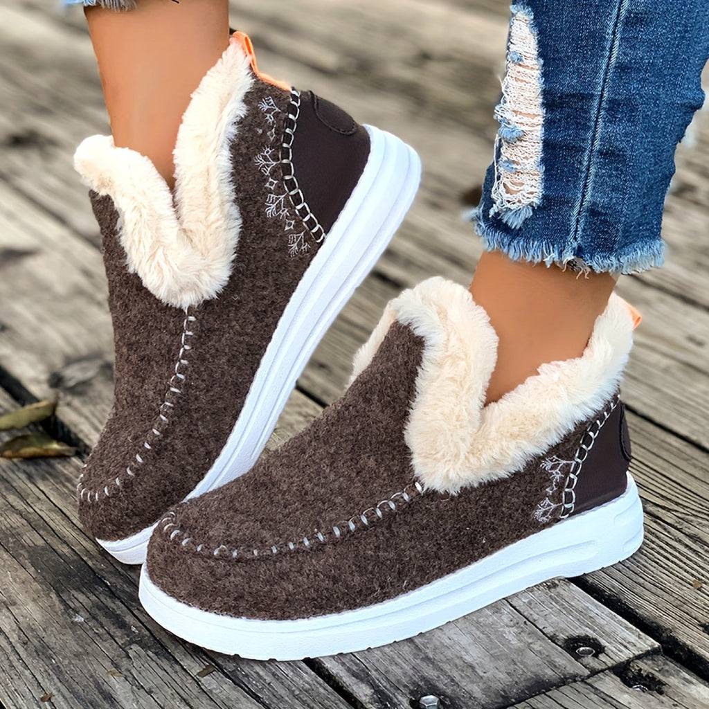 Bottines Femme à Enfiler, Semelle Épaisse, 5 Coloris – coloris café