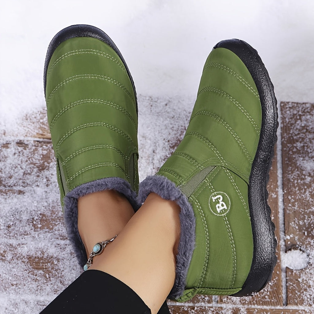 Bottes de Neige Femme Matelassées à Enfiler, 10 Coloris – coloris vert olive