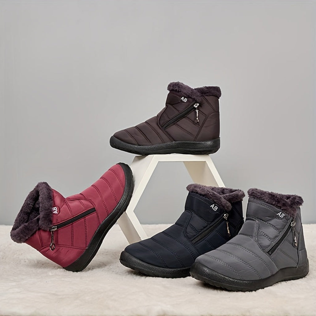 Bottes de Neige Femme Zippées, Doublure Flanelle, 4 Coloris
