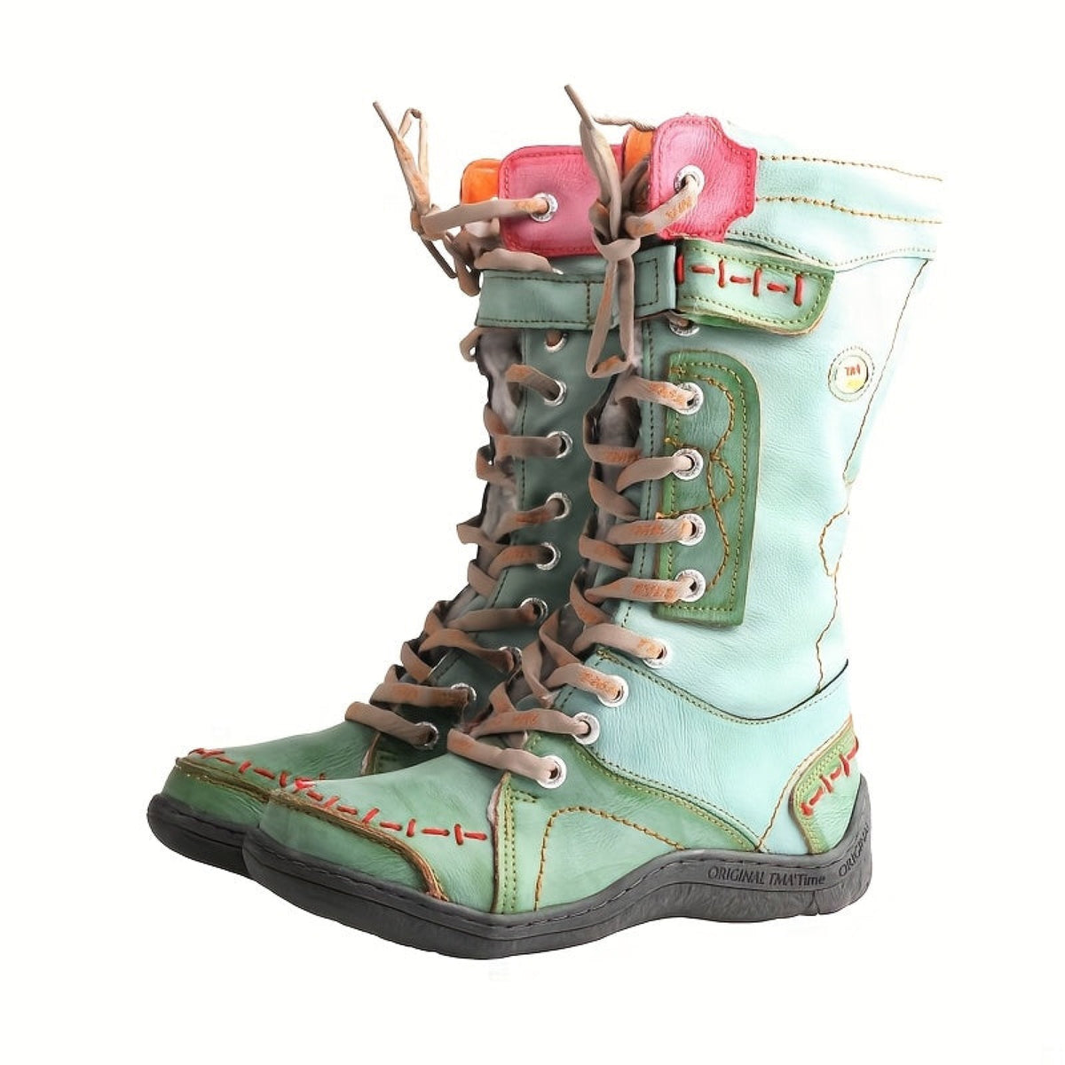 Bottes à Lacets Femme Mi-Hautes et Zippées, 7 Coloris – coloris vert émeraude
