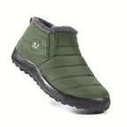 Bottes Hiver Femme à Enfiler, Col Fausse Fourrure – coloris vert fougère